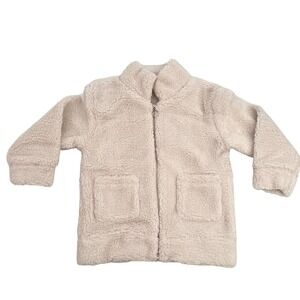 Girls Winter Full zip Fleece Beige Jacket Coat With Pockets Size 140(9-10Years)